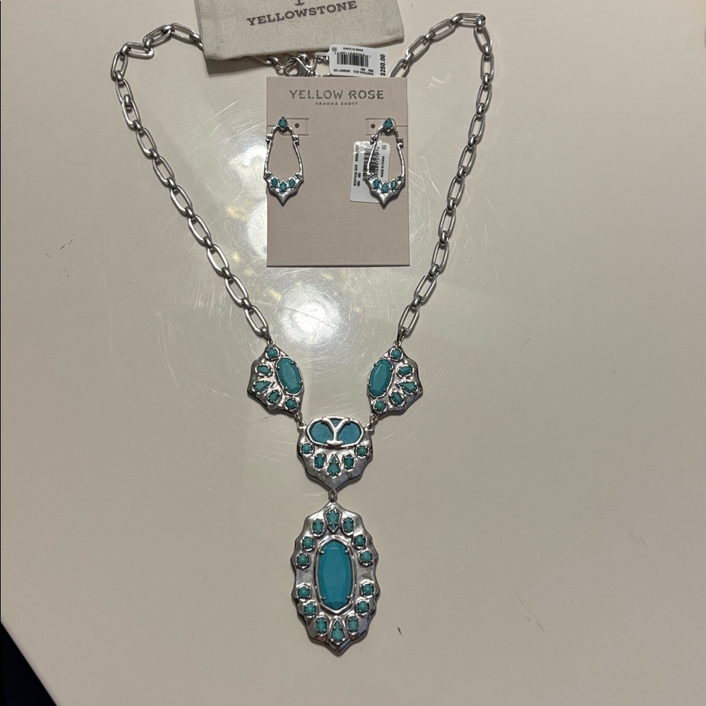 Kendra Scott x Yellowstone Montana Turquoise and Silver Necklace Set